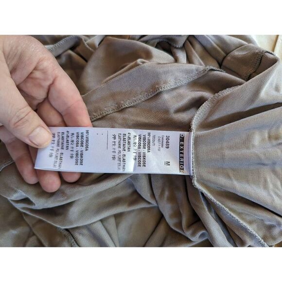 D. exterior grey jersey knit faux wrap jeweled strap cocktail dress sz m - Picture 3 of 8